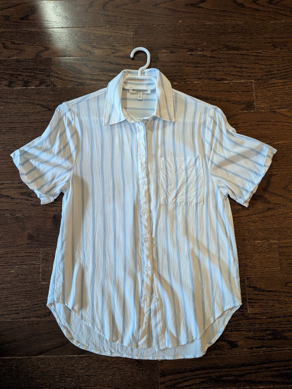 Light Blue & White Stripe Short-Sleeve Shirt